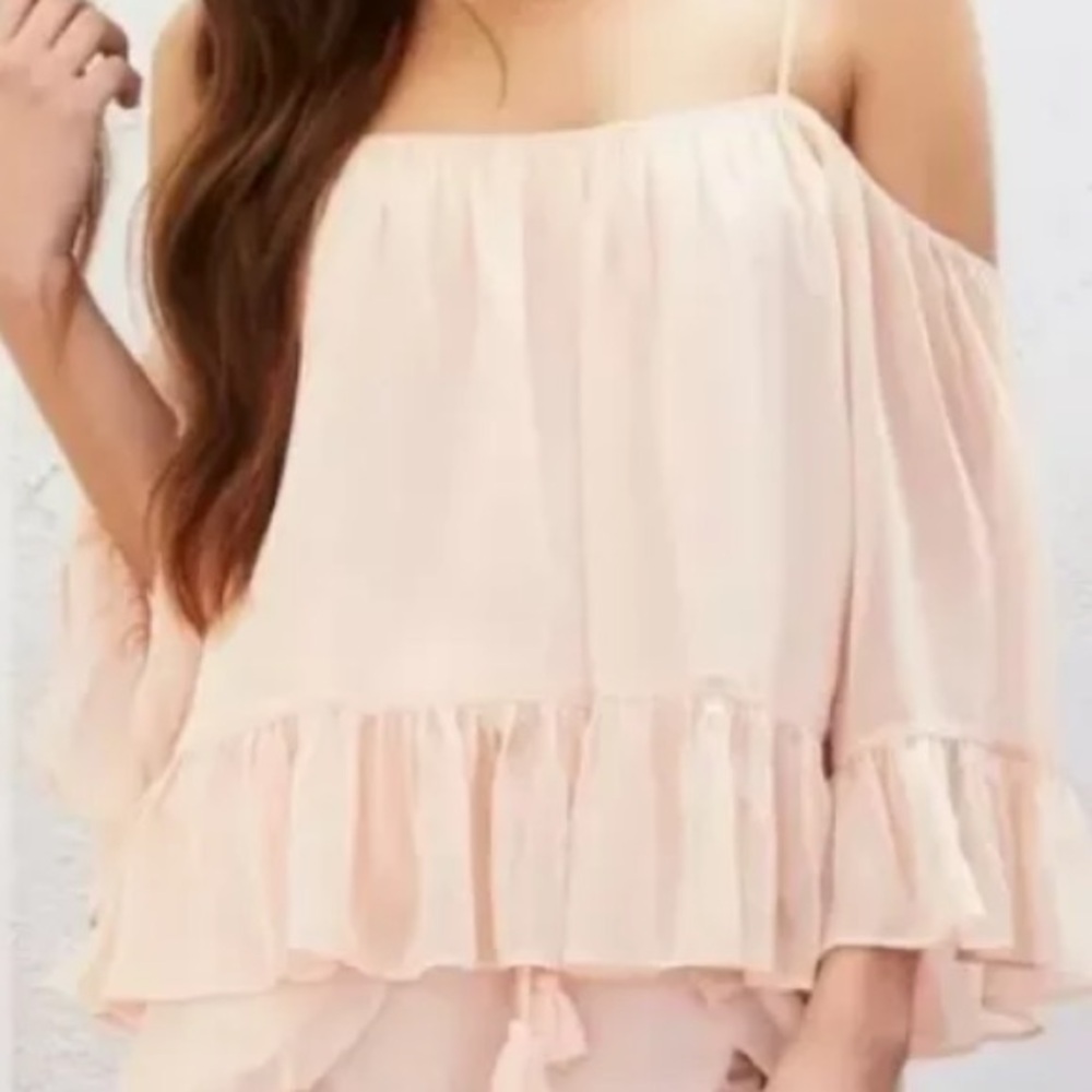 🆕Lovers+FRIENDS REVOLVE Maison Papaya Romantic Off Shoulder Peasant Top SZ S